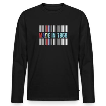 1968 anniversaire 54 ans 54e anniversaire rétro code-barres - T-shirt manches longues Premium bio Homme - noir - Devant - Nico (187cm)