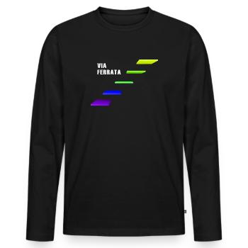 Klettersteig via ferrata Bergsport Alpin - Männer Premium Bio Langarmshirt - Schwarz - Vorne - Nico (187cm)