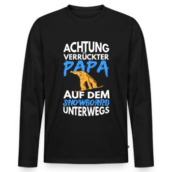 Verrückter Papa auf Snowboard unterwegs -gag shirt - Männer Premium Bio Langarmshirt - Schwarz - Vorne - Nico (187cm)