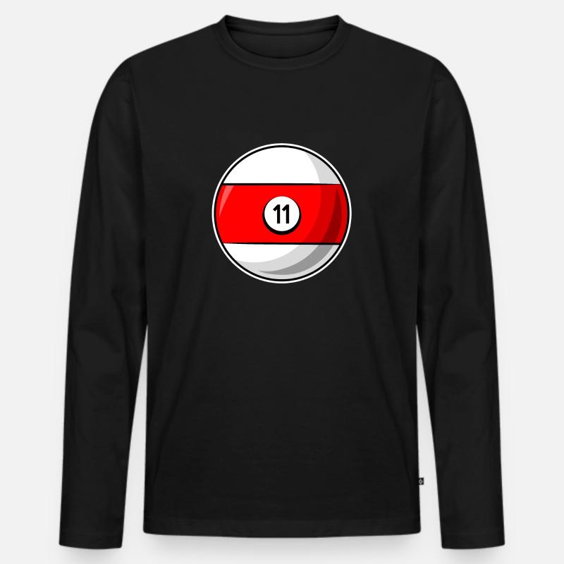 Billardkugel 11 rot Billard elf - Männer Premium Bio Langarmshirt - Schwarz