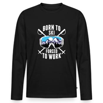 Born To Ski Forced To Work - Men's Premium Organic Long Sleeve Shirt - black - Front - Nico (187cm)