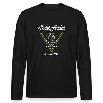 Padel Addict pour les joueurs de padel - T-shirt manches longues Premium bio Homme - noir - Devant - Nico (187cm)
