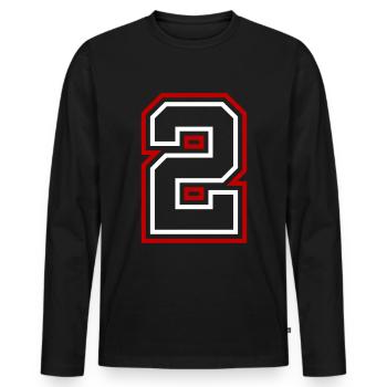 2 Numéro de numéro - T-shirt manches longues Premium bio Homme - noir - Devant - Nico (187cm)
