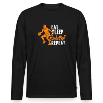 Joueur de basket-ball Eat Sleep Joueur de basket-ball - T-shirt manches longues Premium bio Homme - noir - Devant - Nico (187cm)