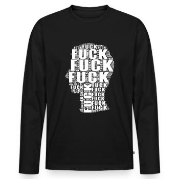 FUCK OFF Middle Finger Rock T-Shirt Tête - T-shirt manches longues Premium bio Homme - noir - Devant - Nico (187cm)