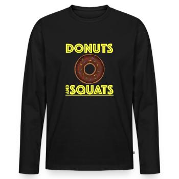 Beignets et squats | Fitness, Gym, Mode de vie - T-shirt manches longues Premium bio Homme - noir - Devant - Nico (187cm)