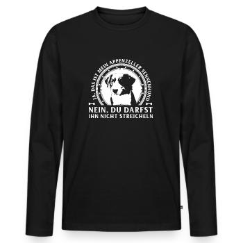 Appenzeller-Nicht Streicheln - Männer Premium Bio Langarmshirt - Schwarz - Vorne - Nico (187cm)