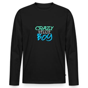 Crazy Veggie Boy - Fun Gift for Veggies - Men's Premium Organic Long Sleeve Shirt - black - Front - Nico (187cm)