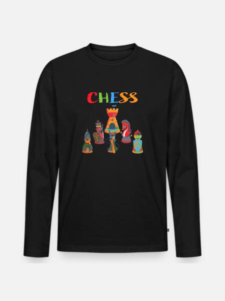 Échecs - T-shirt manches longues Premium bio Homme - noir