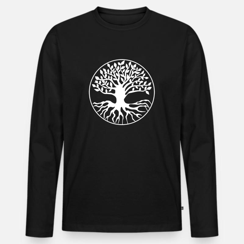 Baum Lebensbaum - Männer Premium Bio Langarmshirt - Schwarz