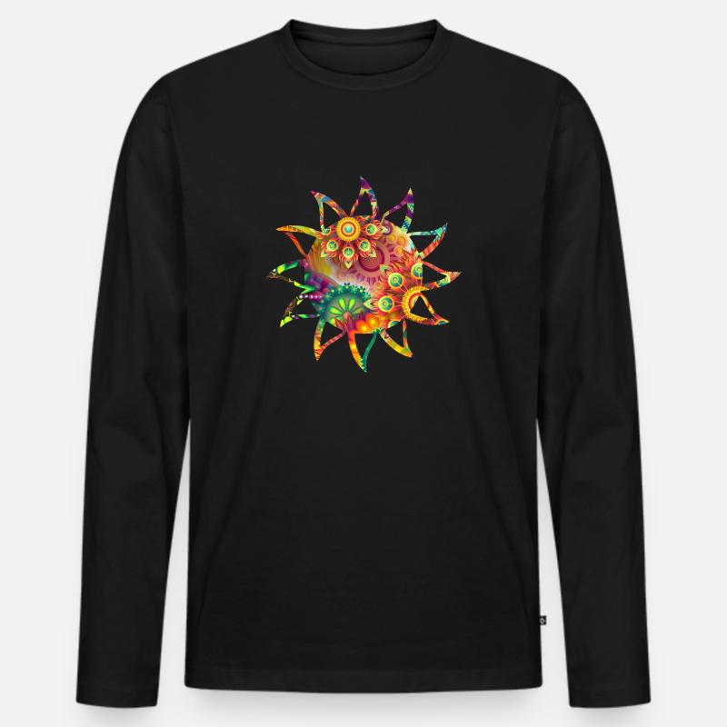 Sonne - Männer Premium Bio Langarmshirt - Schwarz