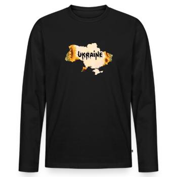 ukraine kiev slava ukraini sunflower zelenskyi - Men's Premium Organic Long Sleeve Shirt - black - Front - Nico (187cm)