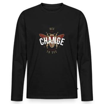 Bee the Change you want to see - Always bee kind - Männer Premium Bio Langarmshirt - Schwarz - Vorne - Nico (187cm)