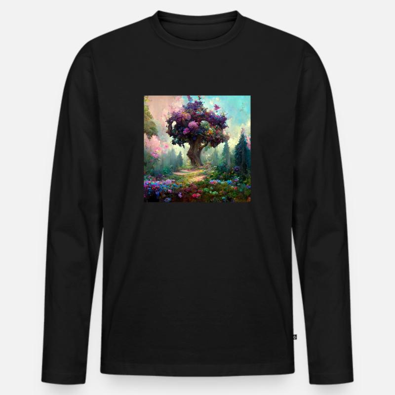 der magische Baum - Männer Premium Bio Langarmshirt - Schwarz