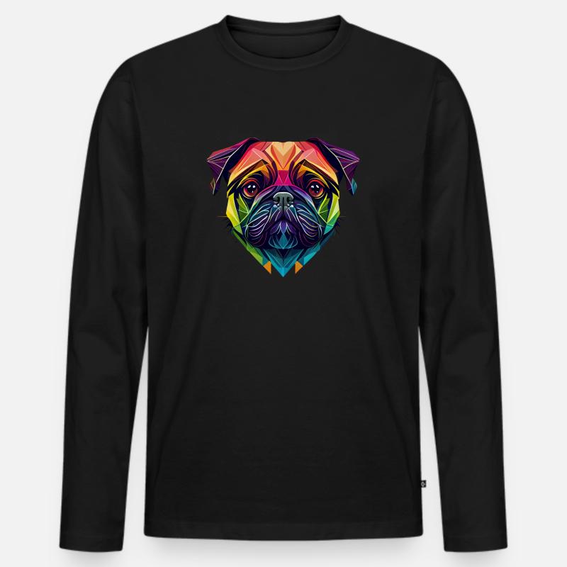 Mopsart polygon - Männer Premium Bio Langarmshirt - Schwarz