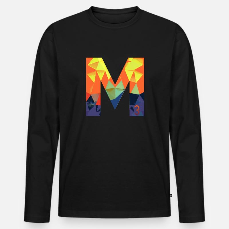 m3 with triangulated surfaces - Männer Premium Bio Langarmshirt - Schwarz