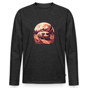 Bus Camping Aventure Outback Australie - T-shirt manches longues Premium bio Homme - anthracite chiné - Devant - Nico (187cm)