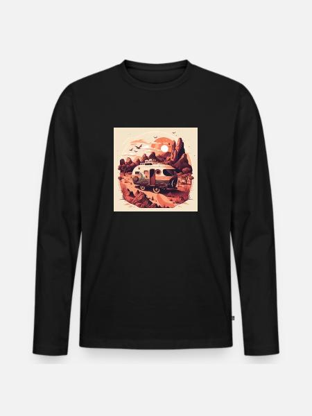 Bus Camping Adventure Outback Australia - Men's Premium Organic Long Sleeve Shirt - black