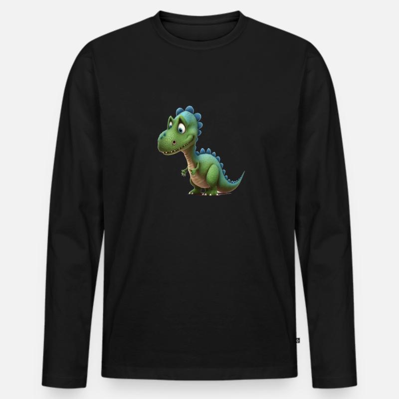 Dinosaurier Motiv - Männer Premium Bio Langarmshirt - Schwarz