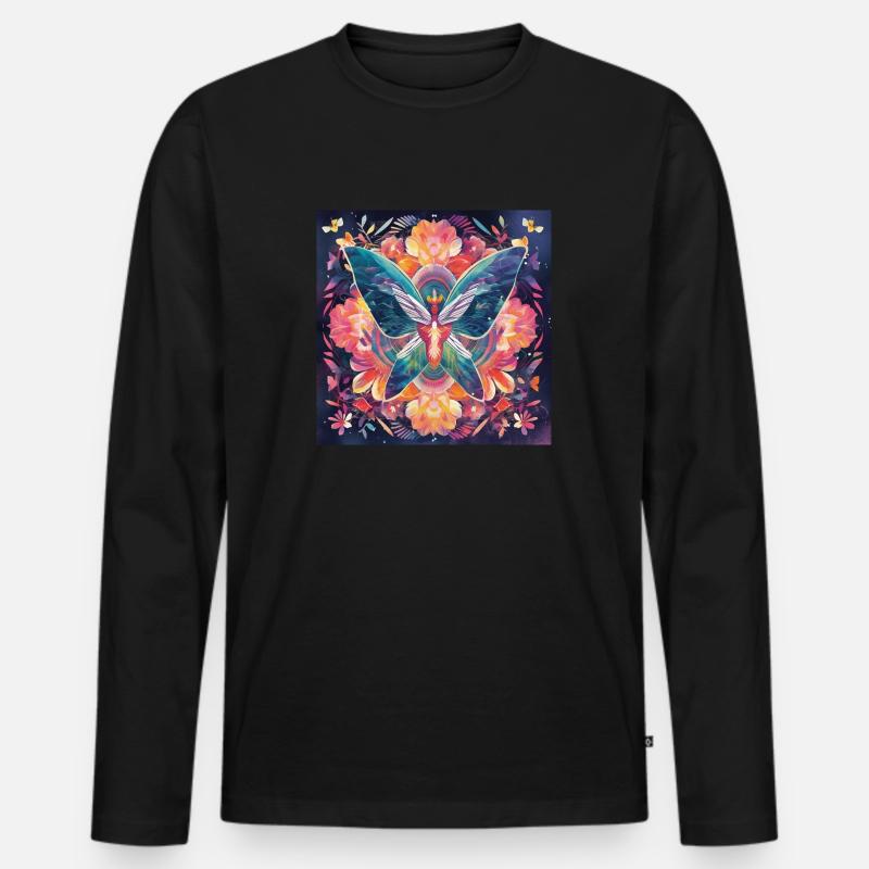 Spektraler Schmetterling - Männer Premium Bio Langarmshirt - Schwarz