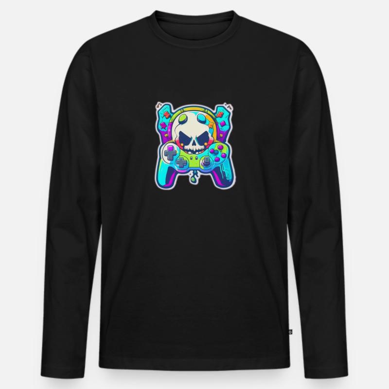 Skullhead Controller - Männer Premium Bio Langarmshirt - Schwarz