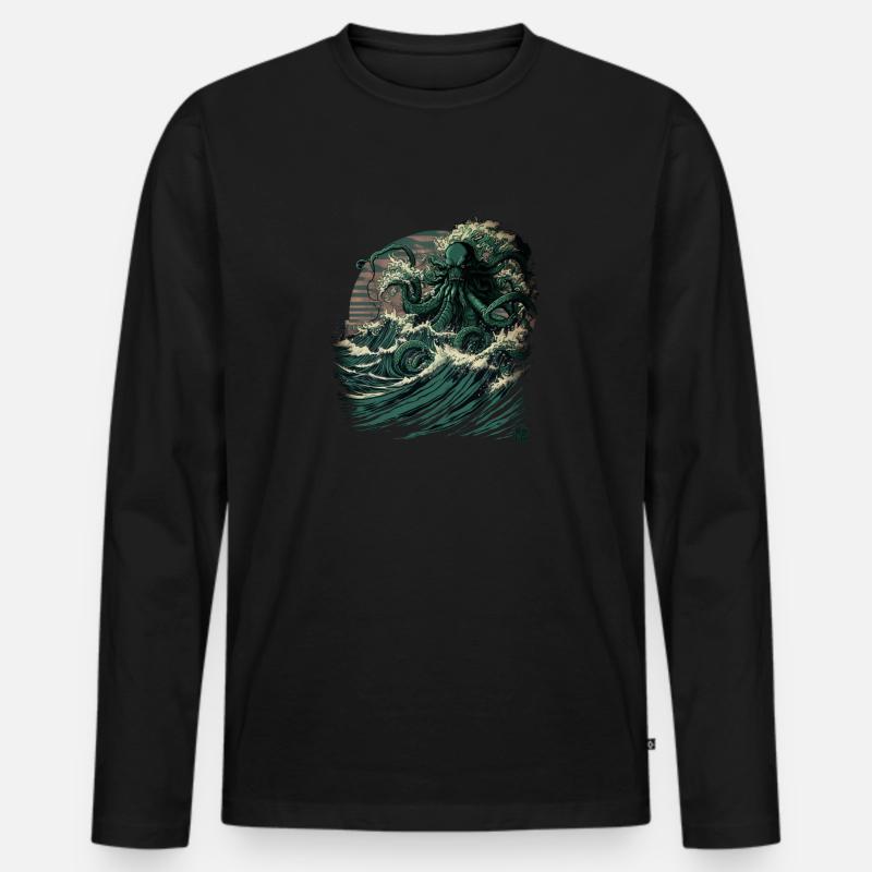 Kangawa Chtul - Männer Premium Bio Langarmshirt - Schwarz