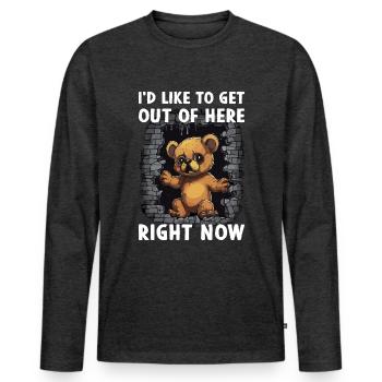 Teddy bear on the run Work Job Profession Saying - Men's Premium Organic Long Sleeve Shirt - heather anthracite - Front - Nico (187cm)