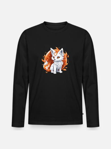 Kawaii Kitsune - Men's Premium Organic Long Sleeve Shirt - black
