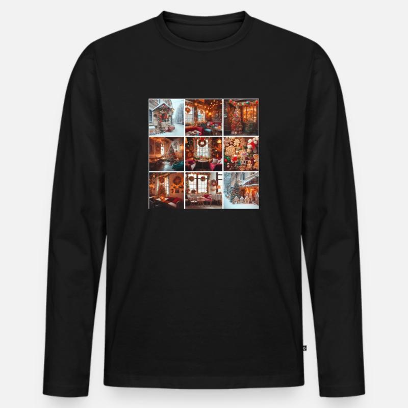 Winter Cafe - Männer Premium Bio Langarmshirt - Schwarz