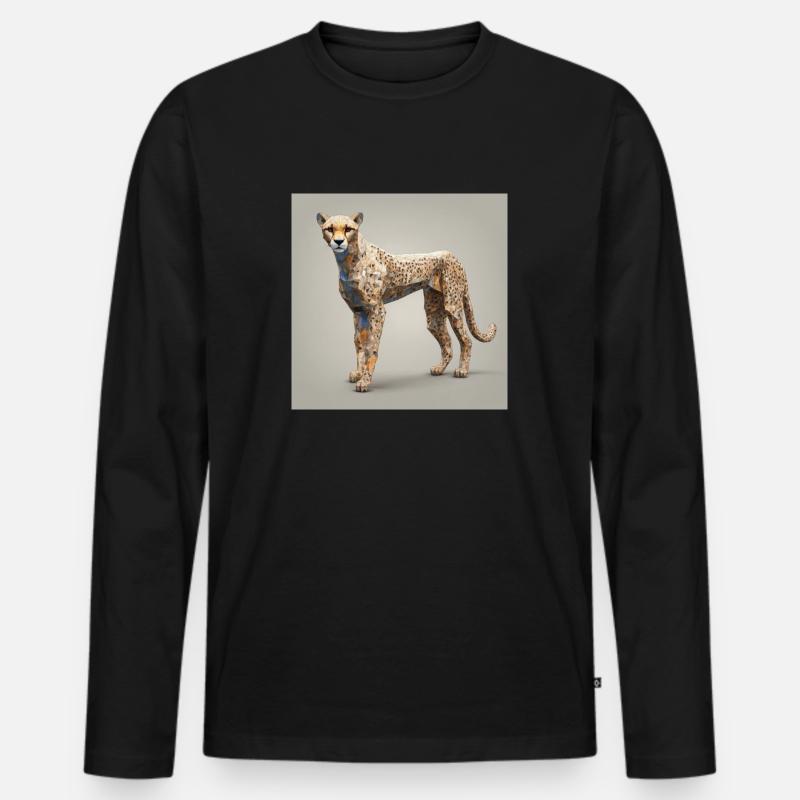Low Poly Gepard - Männer Premium Bio Langarmshirt - Schwarz