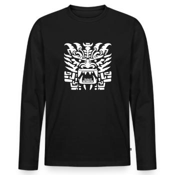 Dragon Head Mask - Ancient Demon Black and white - Men's Premium Organic Long Sleeve Shirt - black - Front - Nico (187cm)