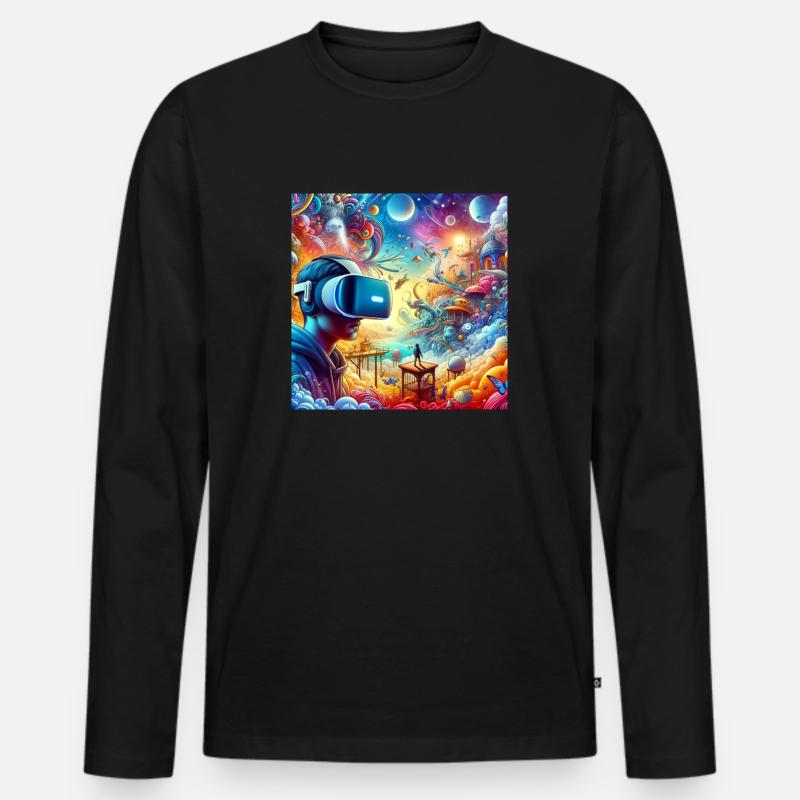 Metaverse - Männer Premium Bio Langarmshirt - Schwarz