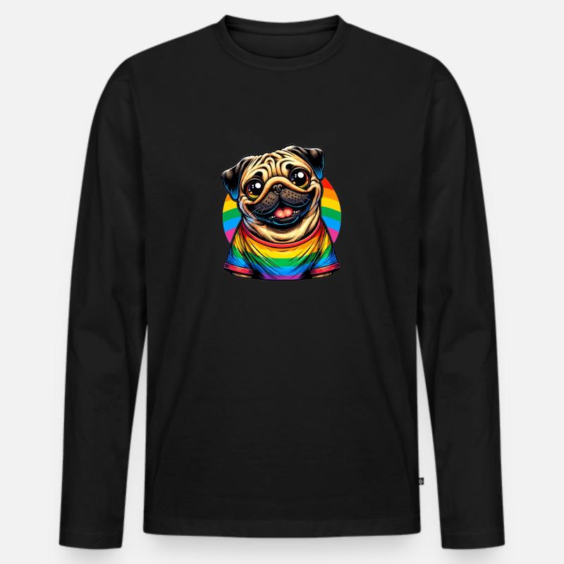 Vielfältiger Mops - Männer Premium Bio Langarmshirt - Schwarz