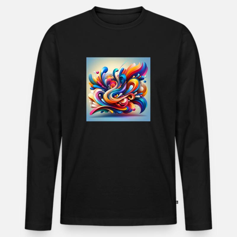 Farbenfluss der Abstraktion - Männer Premium Bio Langarmshirt - Schwarz