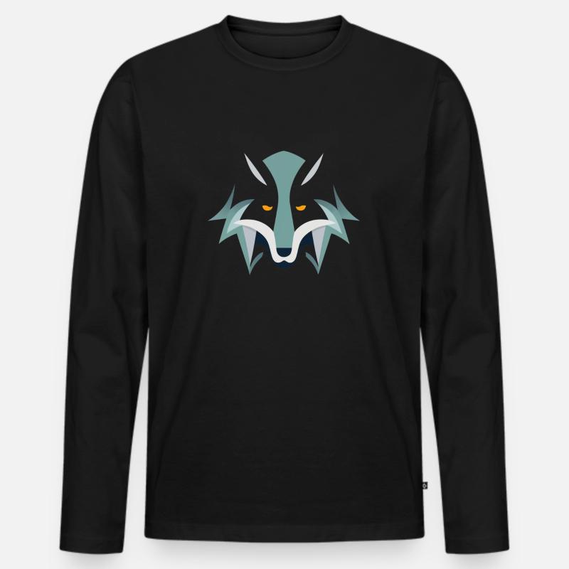Wilde Skizze: Wolf - Männer Premium Bio Langarmshirt - Schwarz