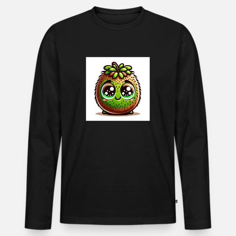 freundliche Kiwi - Männer Premium Bio Langarmshirt - Schwarz