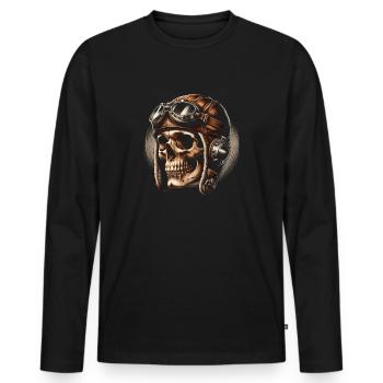Retro-Flugschädel - Männer Premium Bio Langarmshirt - Schwarz - Vorne - Nico (187cm)