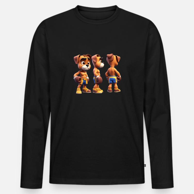 Bär Boxer - Männer Premium Bio Langarmshirt - Schwarz