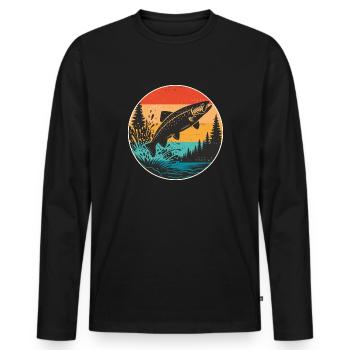Angeln Forelle Angler Hobby Fischer Geschenkidee - Männer Premium Bio Langarmshirt - Schwarz - Vorne - Nico (187cm)