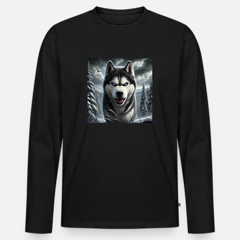 Hasky I - Männer Premium Bio Langarmshirt - Schwarz