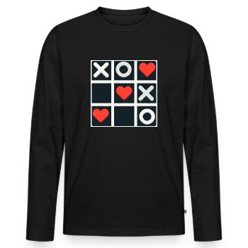 Tic Tac Toe Love gagne - T-shirt manches longues Premium bio Homme - noir - Devant - Nico (187cm)