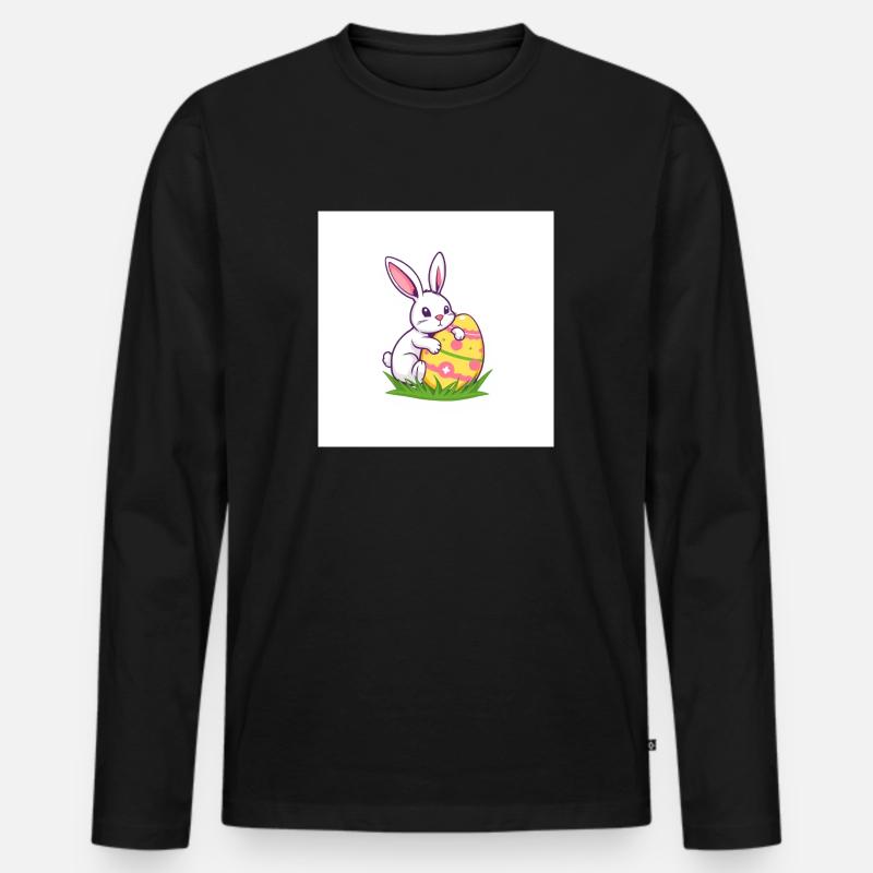 Hase & Ei – Das Osterwunder - Männer Premium Bio Langarmshirt - Schwarz