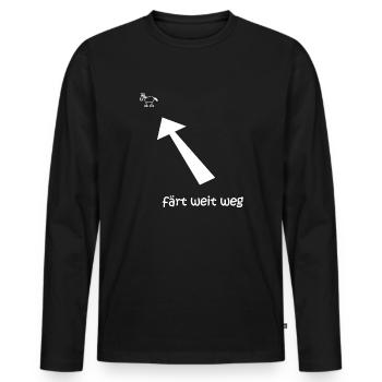 färt weit weg, färt, lustiges Pferde-T-Shirt - Männer Premium Bio Langarmshirt - Schwarz - Vorne - Nico (187cm)
