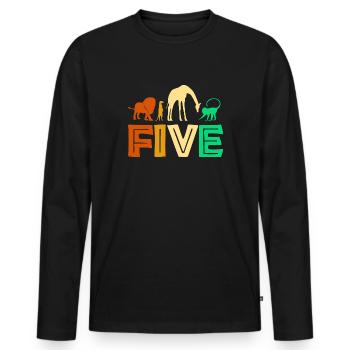 5. Geburtstag Dschungel Tiere Afrika 5 Jahre - Männer Premium Bio Langarmshirt - Schwarz - Vorne - Nico (187cm)
