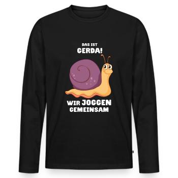 Das ist Gerda Wir joggen gemeinsam, Laufen, Rennen - Männer Premium Bio Langarmshirt - Schwarz - Vorne - Nico (187cm)