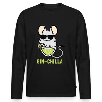 Chinchilla Gin Gin- - Männer Premium Bio Langarmshirt - Schwarz - Vorne - Nico (187cm)