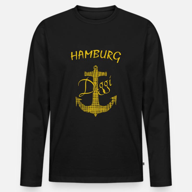 Hamburg - Männer Premium Bio Langarmshirt - Schwarz