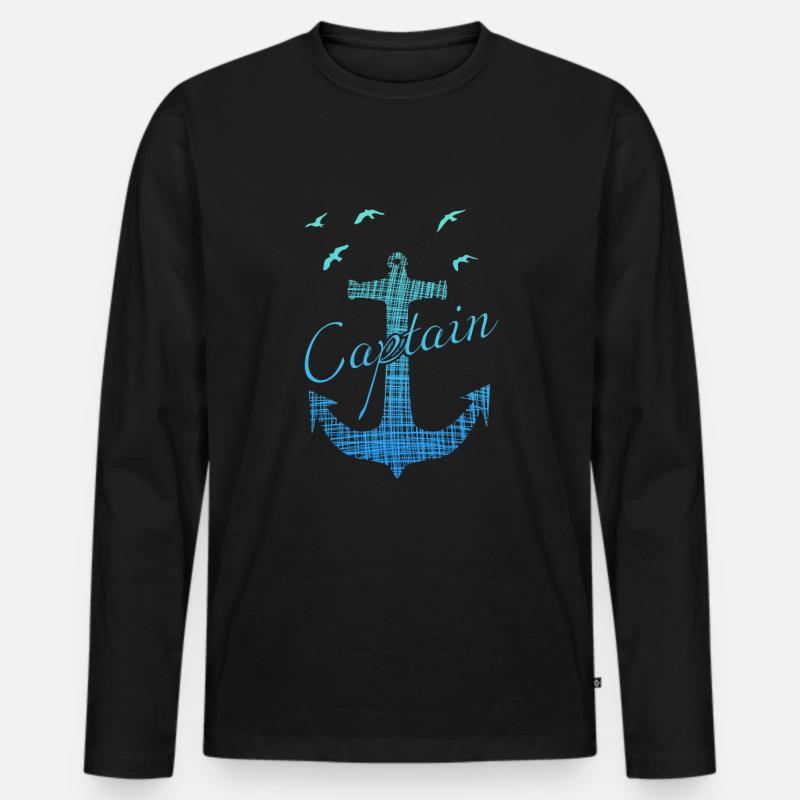 Captain - Männer Premium Bio Langarmshirt - Schwarz