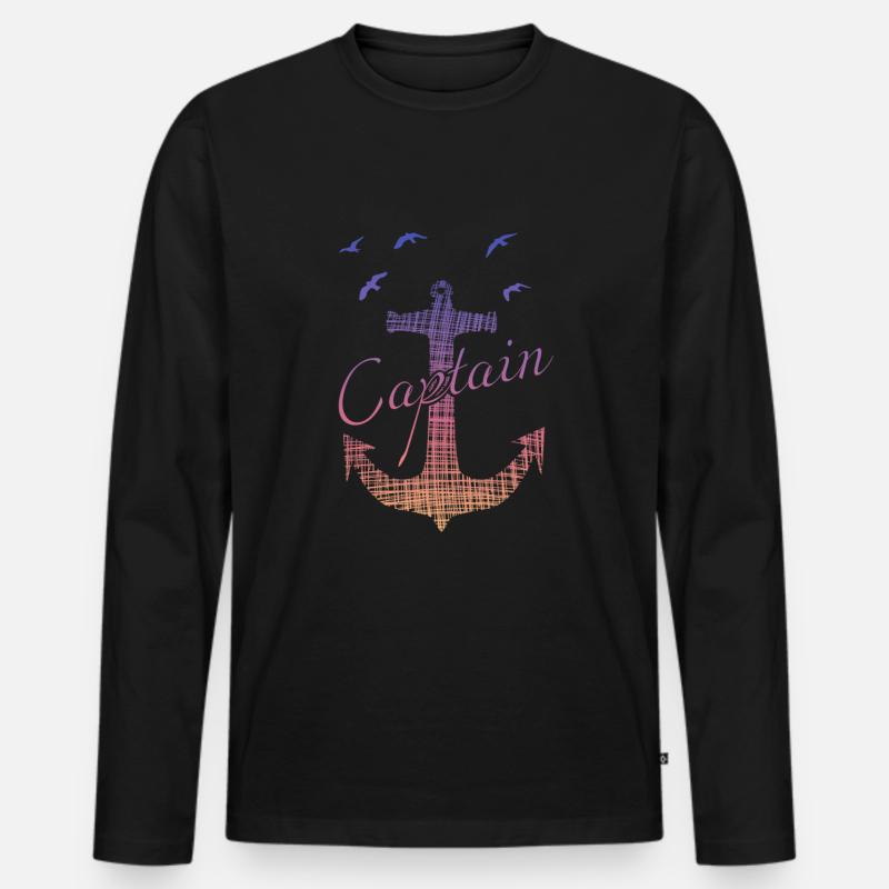 captain - Männer Premium Bio Langarmshirt - Schwarz
