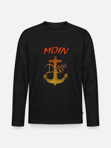 Moin moin - Männer Premium Bio Langarmshirt - Schwarz